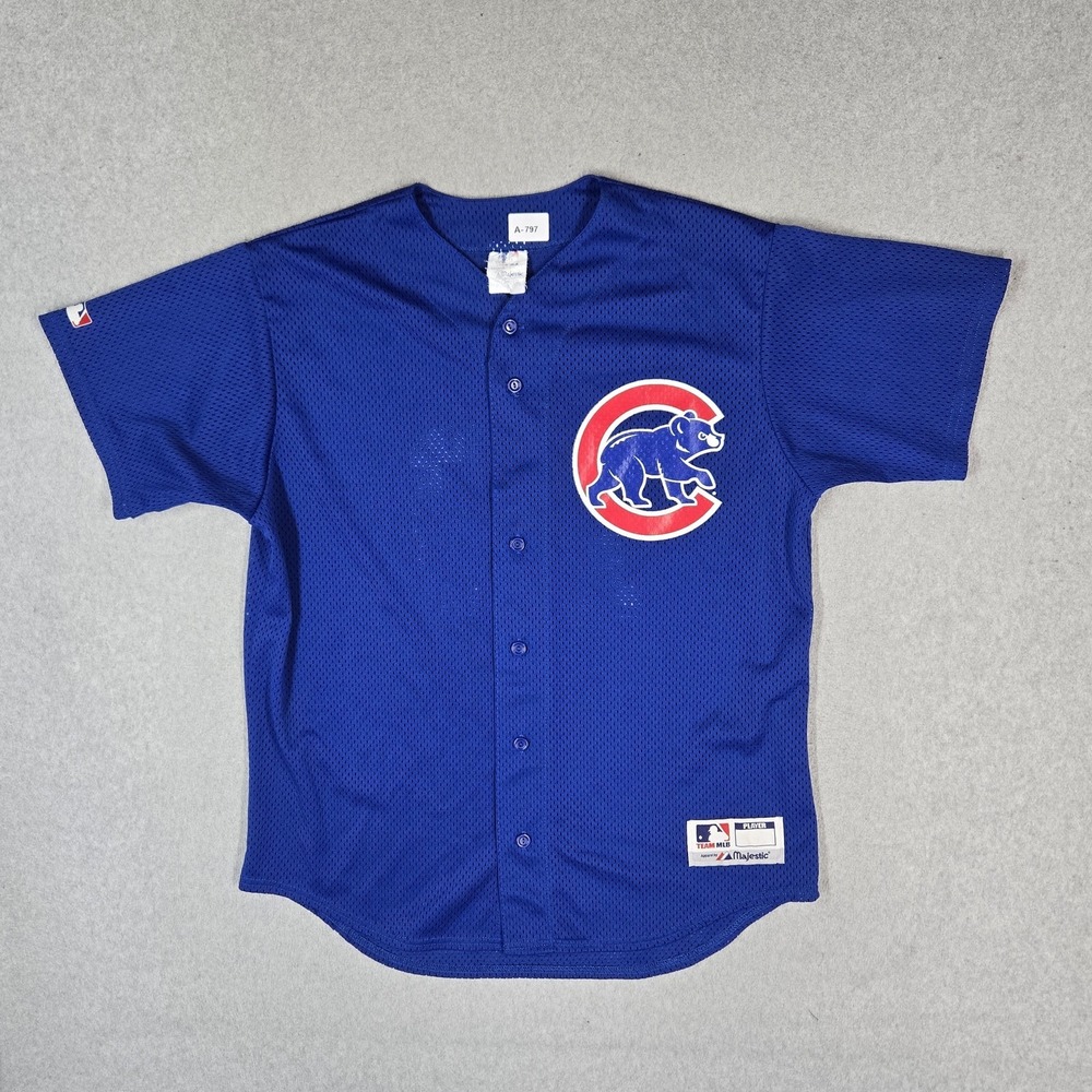 VINTAGE Chicago Cubs Men Jersey L Blue #13 Team Logo Graphic Mesh Baseball